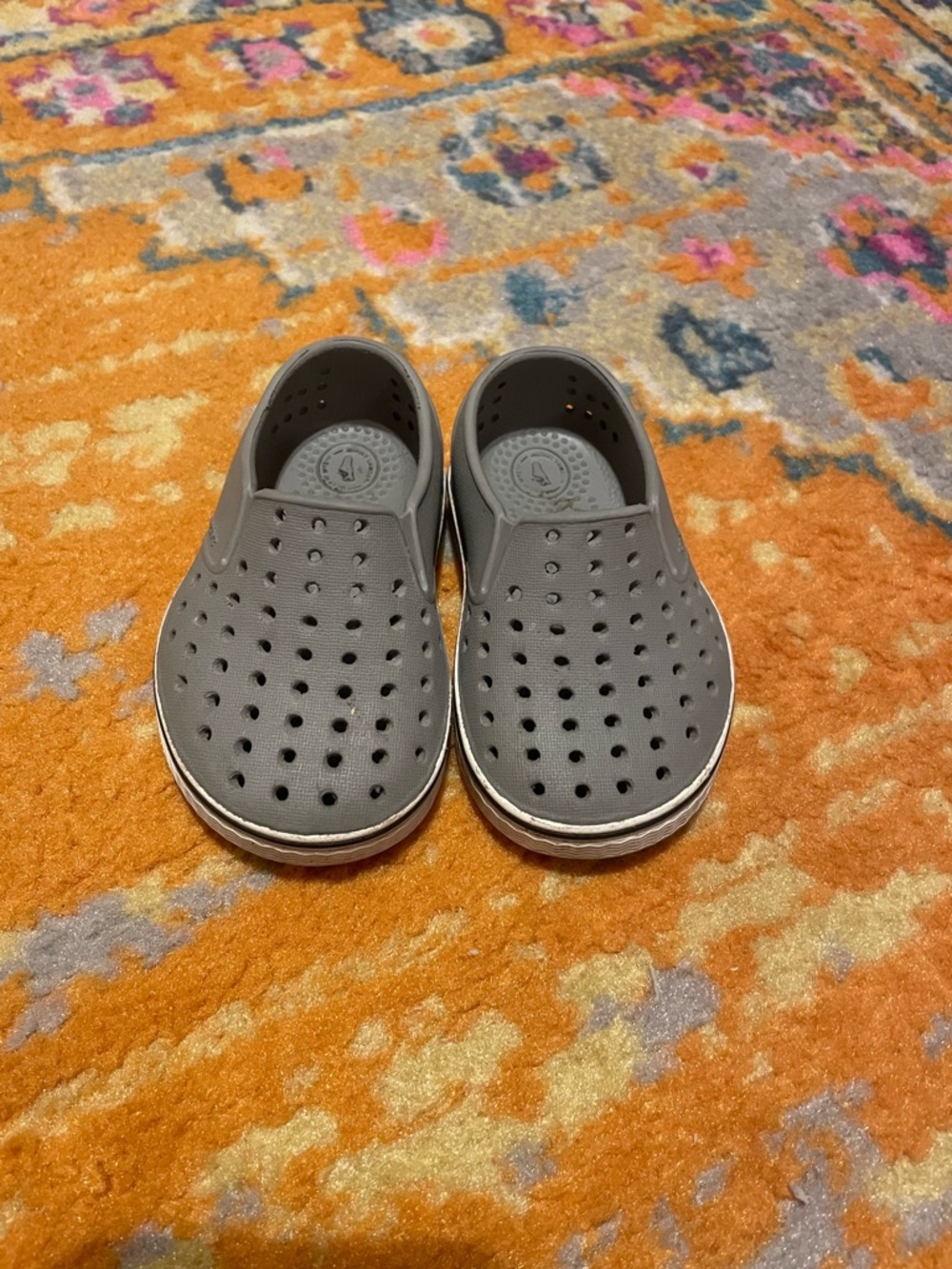 Native Kids Grey Slip-On Perforated Clogs